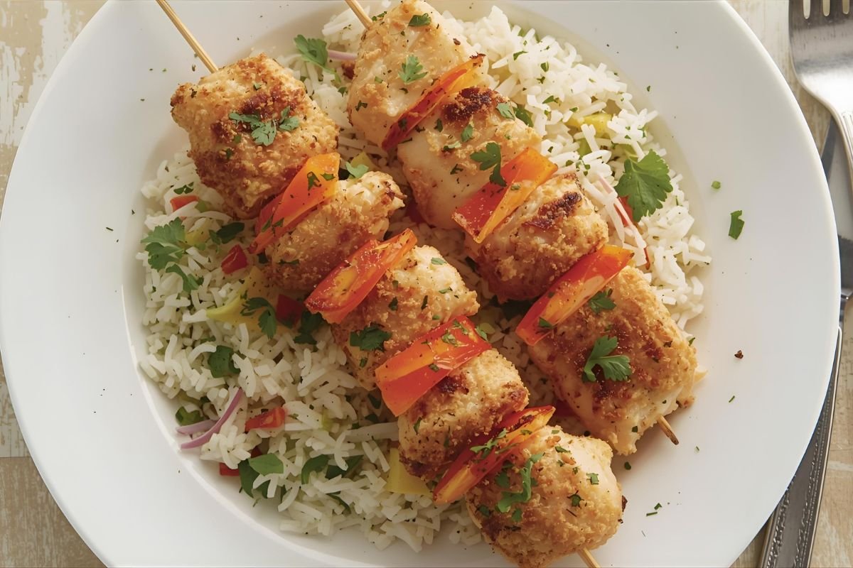 Coconut-Crusted Hawaiian Chicken Kabobs