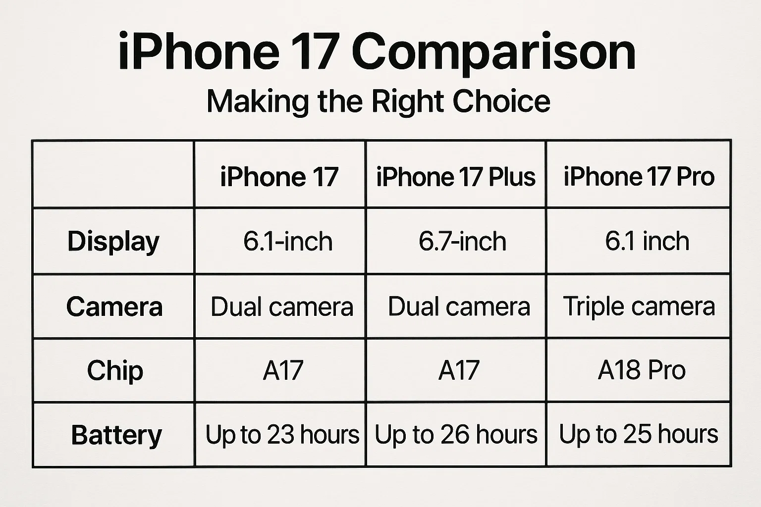 iPhone 17 Comparison Making the Right Choice