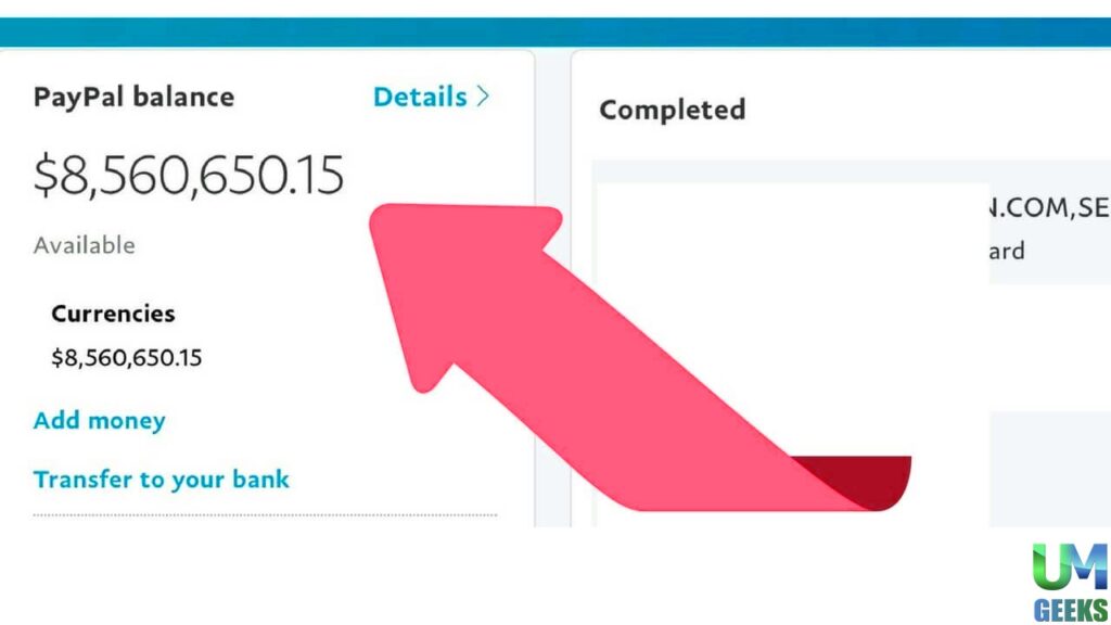 fake Paypal balance