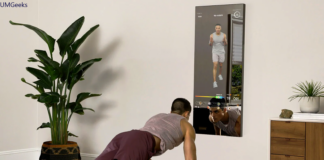 A high-tech fitness mirror
