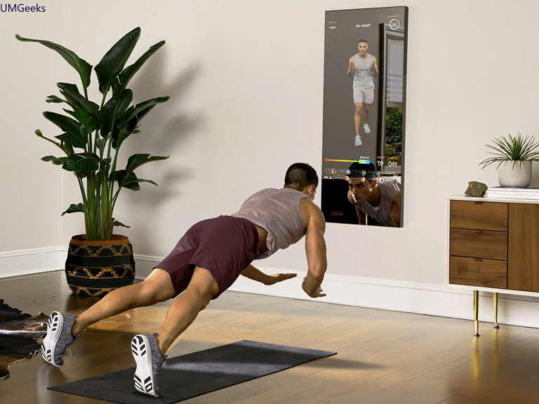 A high-tech fitness mirror