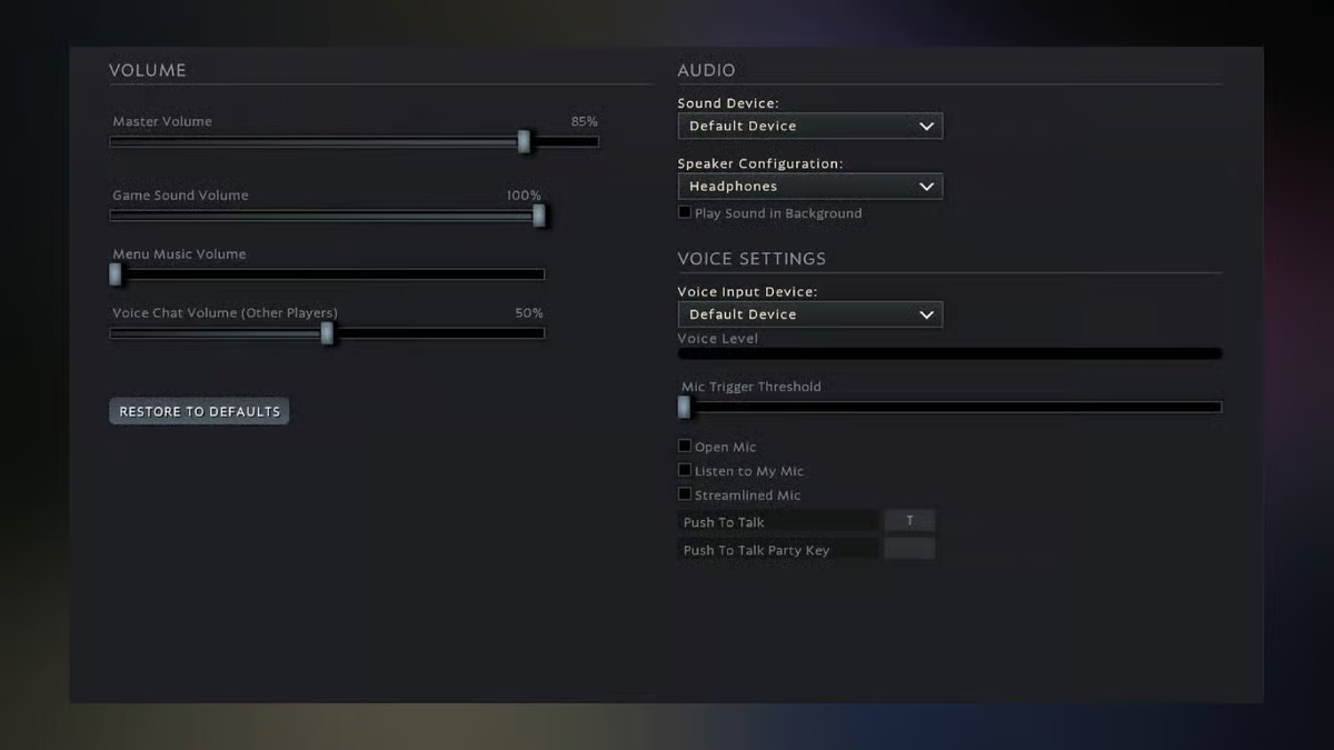 Game-Specific Audio Settings