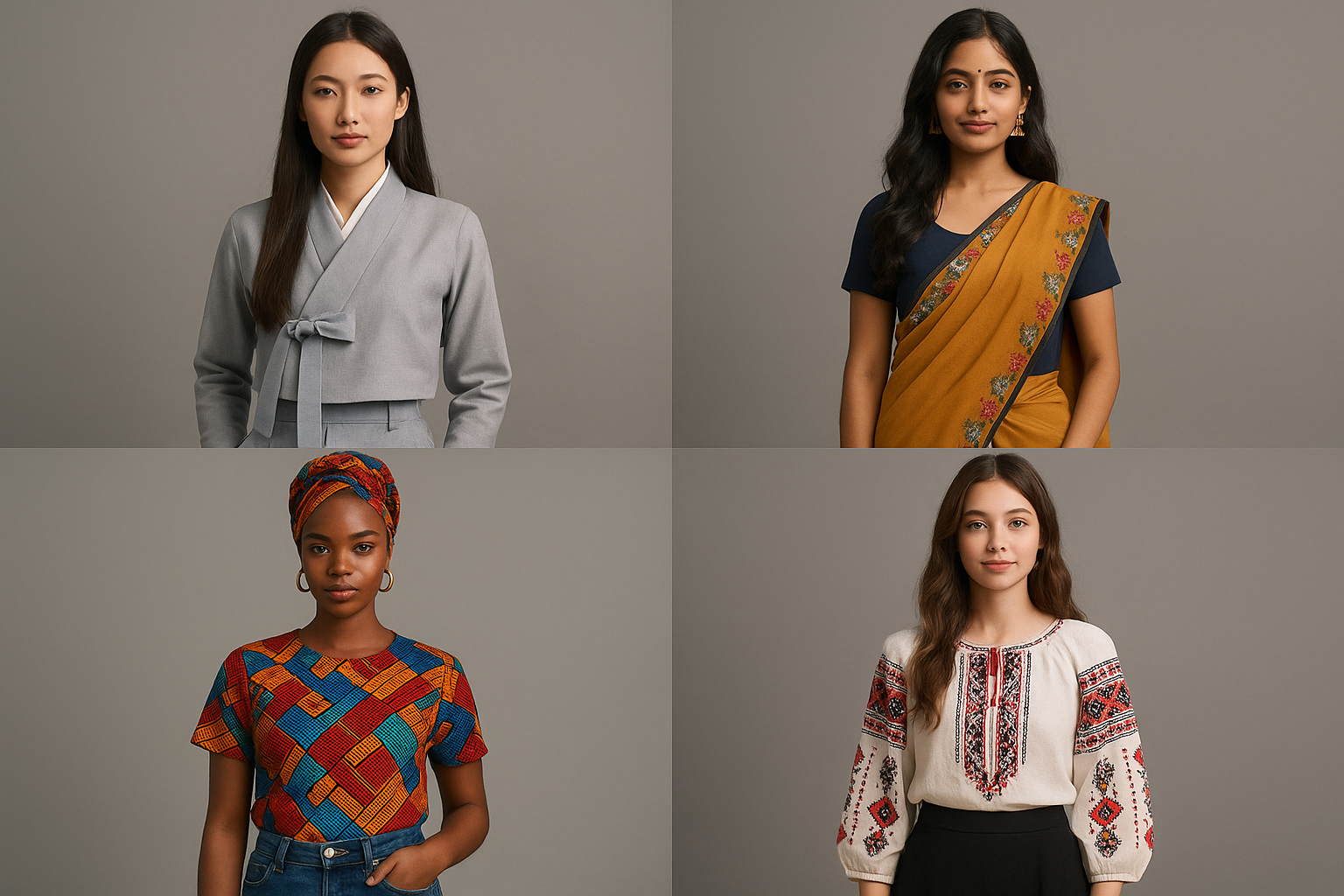 Collage of Traditional Garments from Different Cultures Modernized2